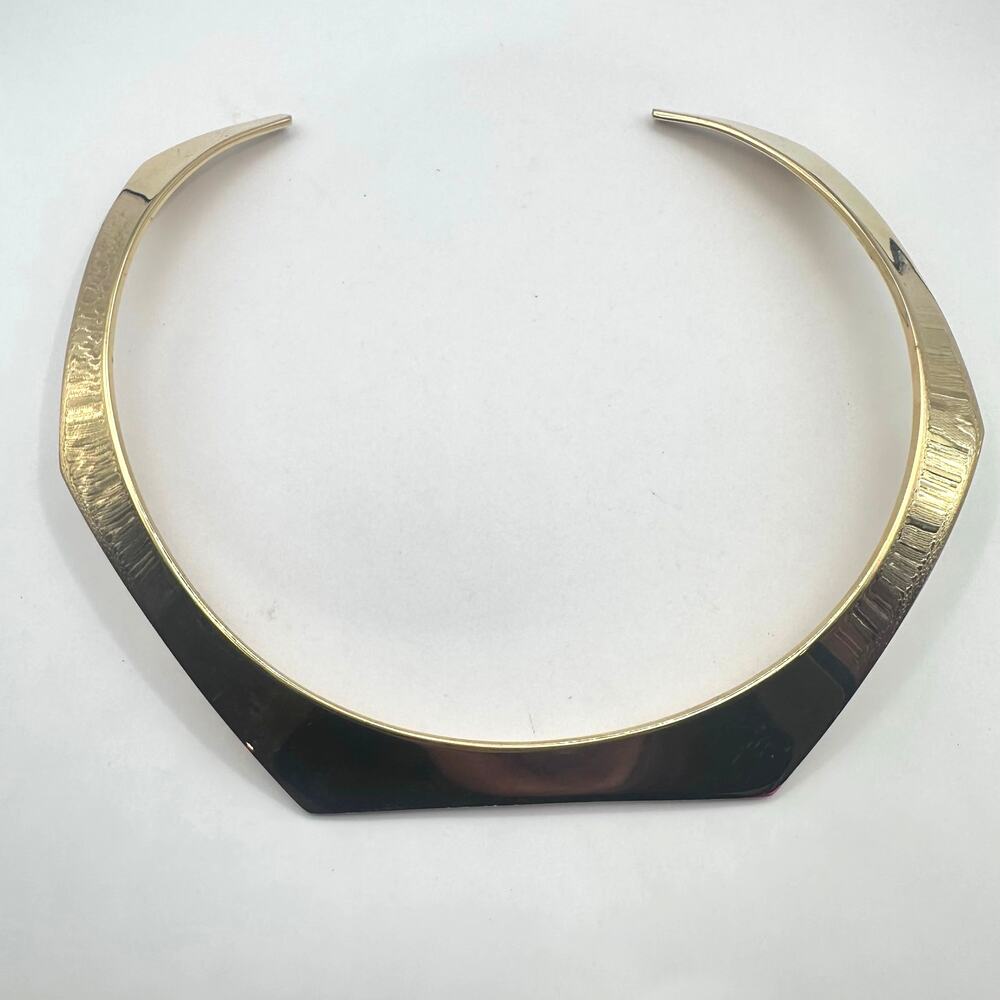 J CREW Gold tone Collar Necklace Modern Contemporary Bold Coastal Cowgirl